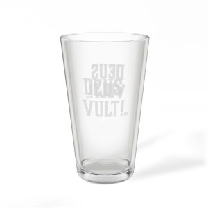 Engraved Pint Mixing Glass 16oz — 'DEUS VULT' Crusader Beer Pint