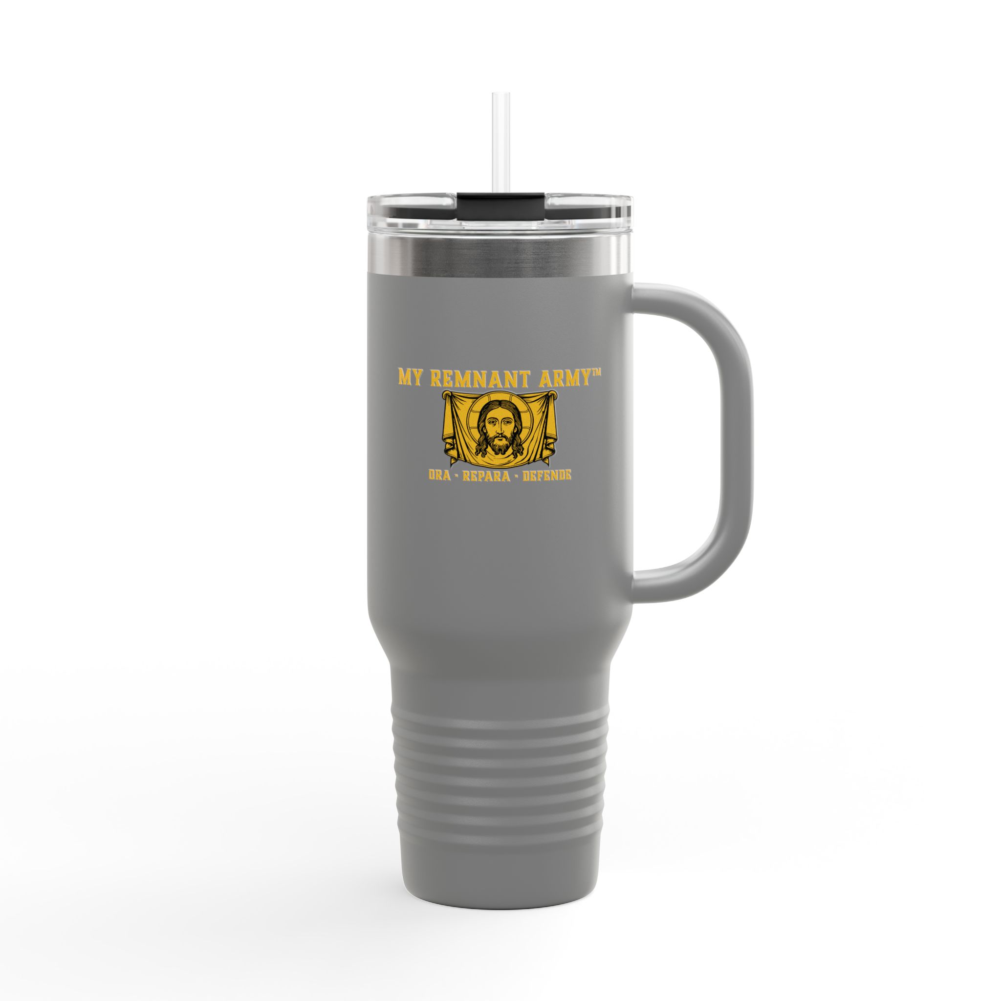 40oz Insulated Travel Mug — “My Remnant Army”/"Deus Vult!" Catholic Faith Tumbler - Image 18