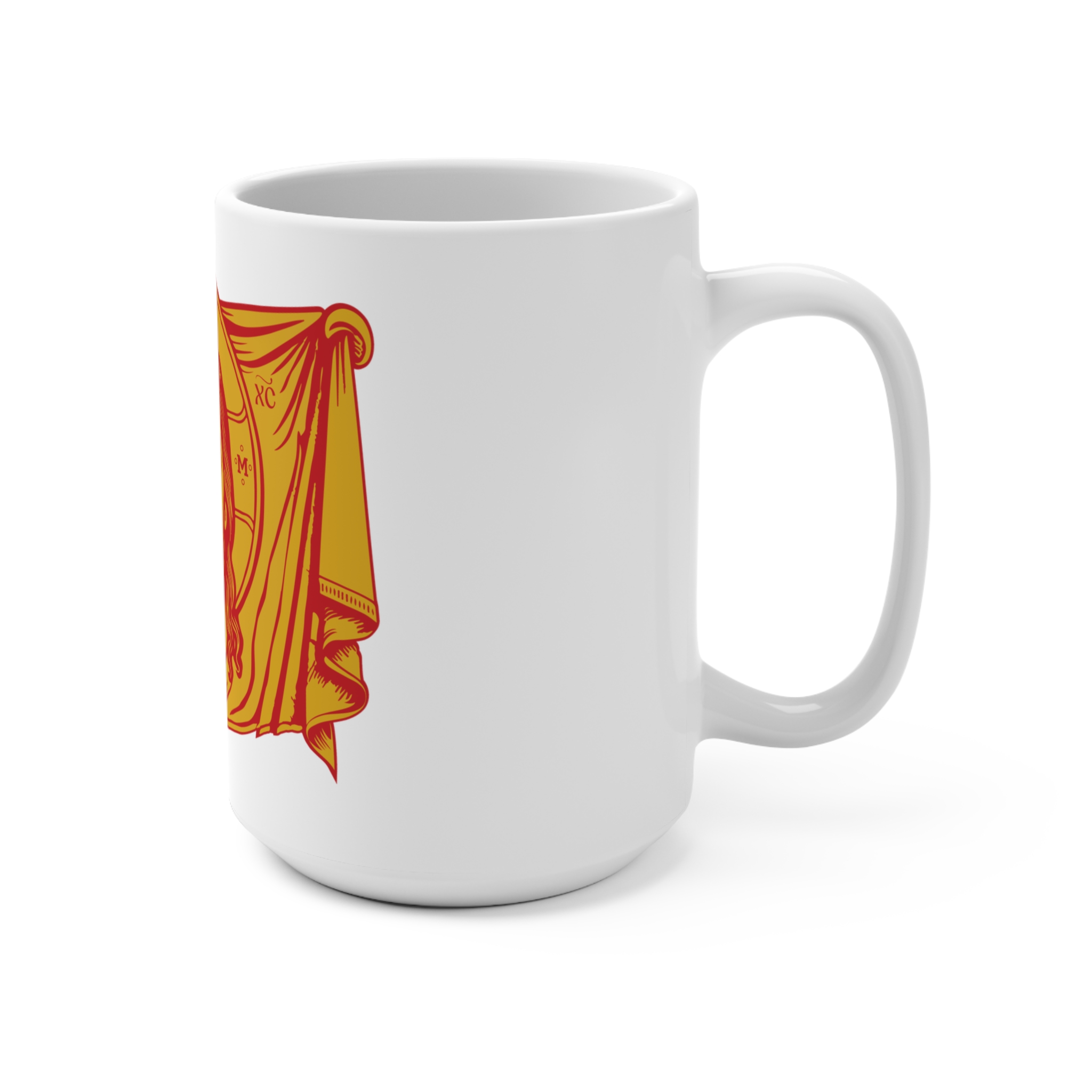 "Jesus Christ Conquers" Holy Face of Jesus Icon Mug — 15oz Coffee Cup - Image 2