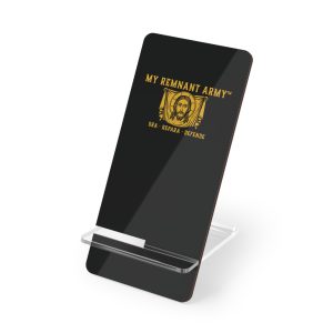 My Remnant Army™ Gold Logo Smartphone Stand — Black Acrylic Mobile Display