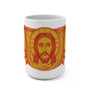 "Jesus Christ Conquers" Holy Face of Jesus Icon Mug —  15oz Coffee Cup