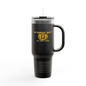40oz Insulated Travel Mug — “My Remnant Army”/"Deus Vult!" Catholic Faith Tumbler