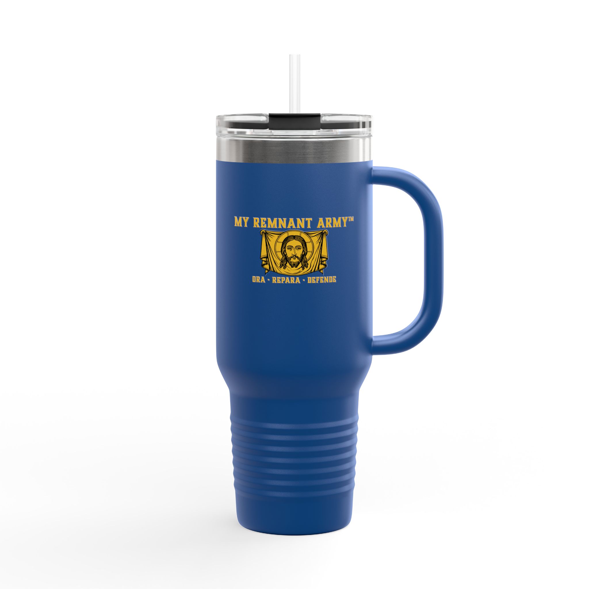 40oz Insulated Travel Mug — “My Remnant Army”/"Deus Vult!" Catholic Faith Tumbler - Image 26