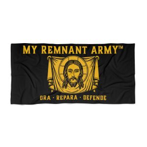 "My Remnant Army"Logo Beach Towel — "Ora Repara Defende" (Pray, Repair, Defend)
