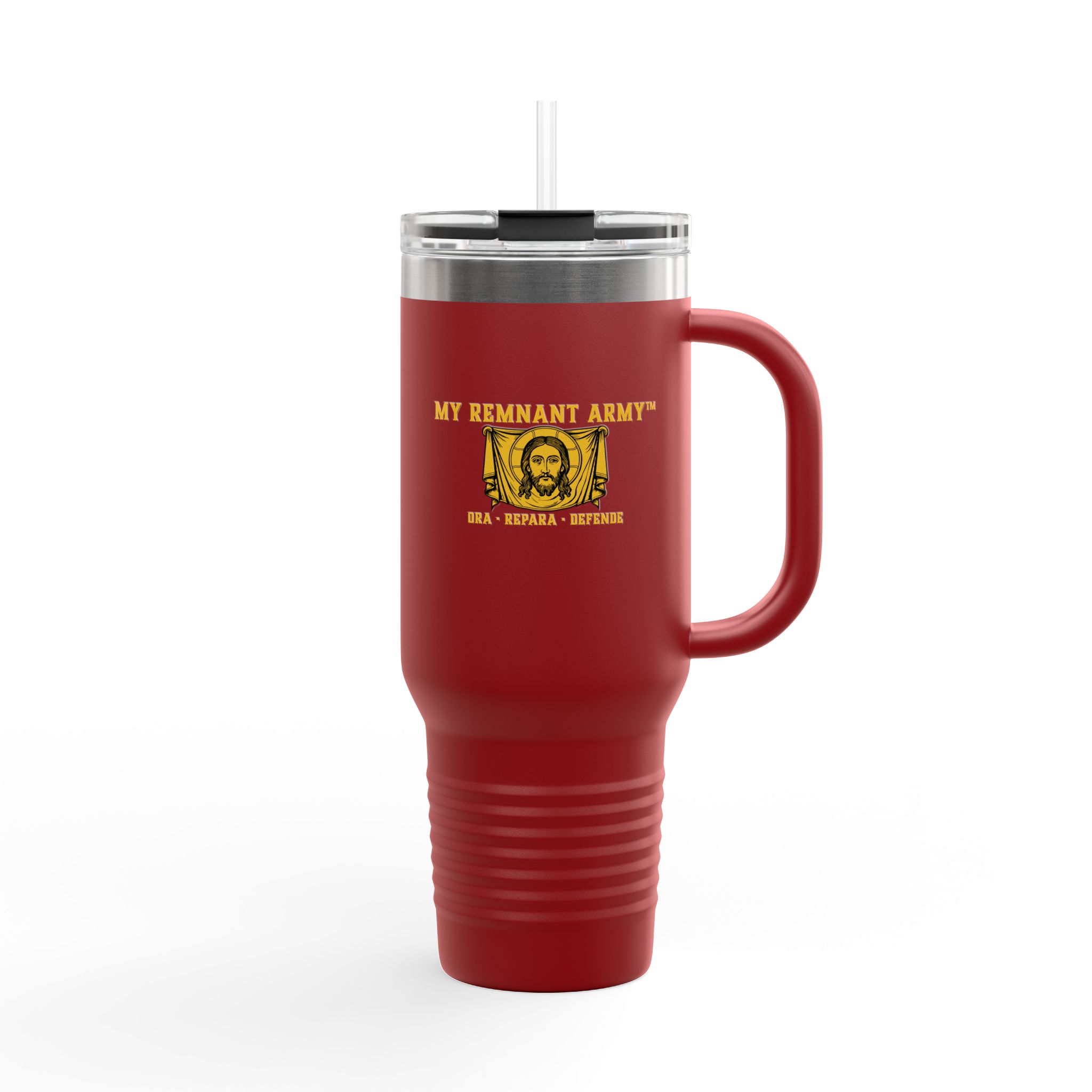 40oz Insulated Travel Mug — “My Remnant Army”/"Deus Vult!" Catholic Faith Tumbler - Image 10