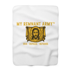 My Remnant Army Sherpa Fleece Blanket — 'Ora · Repara · Defende' Catholic Throw