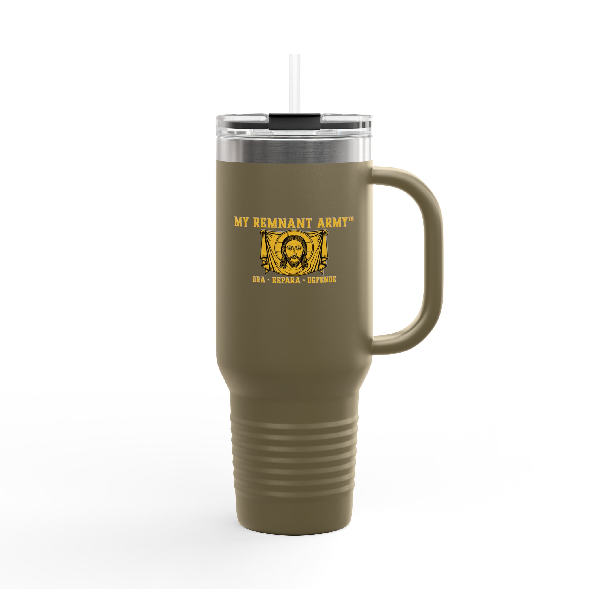 40oz Insulated Travel Mug — “My Remnant Army”/"Deus Vult!" Catholic Faith Tumbler - Image 14