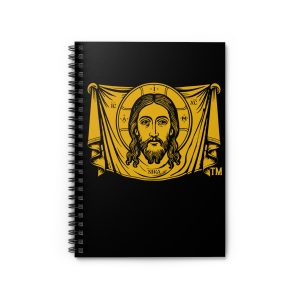 "Jesus Christ Conquers" Catholic Christian Spiral Notebook —Holy Face of Jesus Icon (Gold on Black) — Ruled Journal for Prayer, Bible Study & Notes