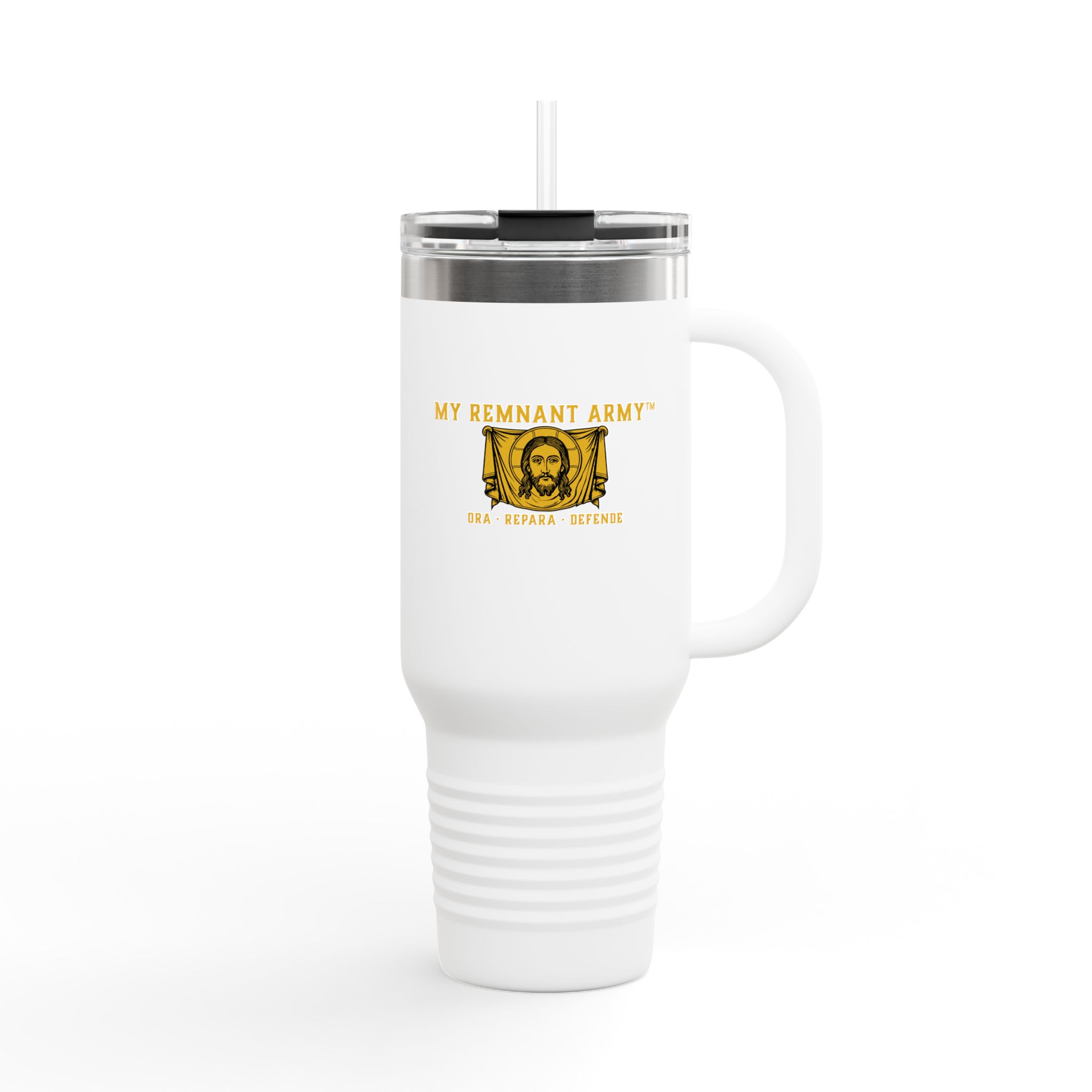 40oz Insulated Travel Mug — “My Remnant Army”/"Deus Vult!" Catholic Faith Tumbler - Image 6