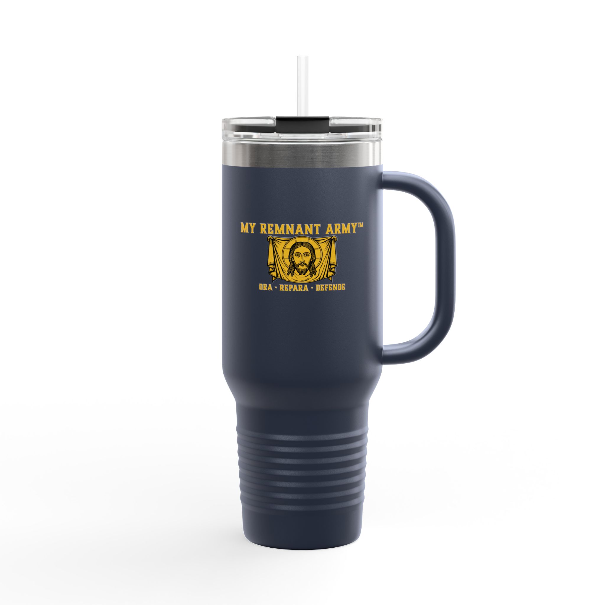 40oz Insulated Travel Mug — “My Remnant Army”/"Deus Vult!" Catholic Faith Tumbler - Image 30